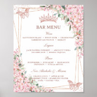 Cherry Blossomo Rosa Botterflies Dourado Menu Bar