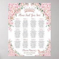 Cherry Blossomo Rosa Dourado Quinceanera Seating