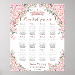 Poster Cherry Blossomo Rosa Dourado Quinceanera Seating