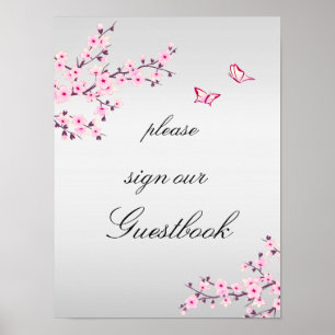 Poster Cherry Blossomo - Sinal de Cinza Rosa Guestbook