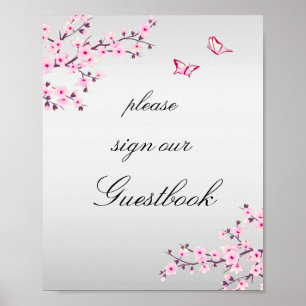 Poster Cherry Blossomo - Sinal de Cinza Rosa Guestbook