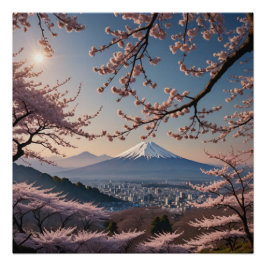 Póster cherry blossoms and Mount Fuji