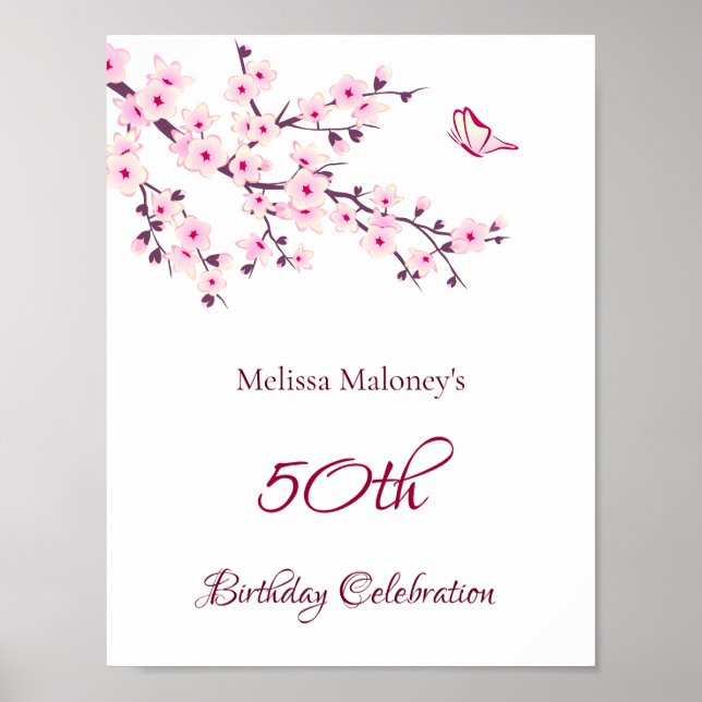Poster Cherry Blossoms Aniversário Personalizado (Frente)