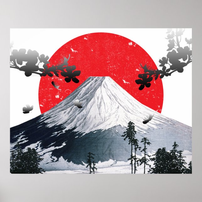 Poster Cherry Blossoms Monte Fuji Japão (Frente)