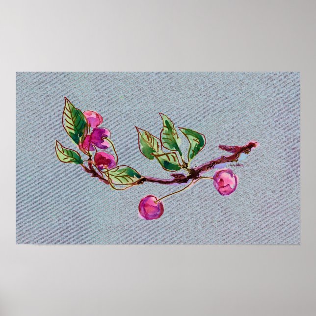 Póster Cherry Branch no denim (Frente)