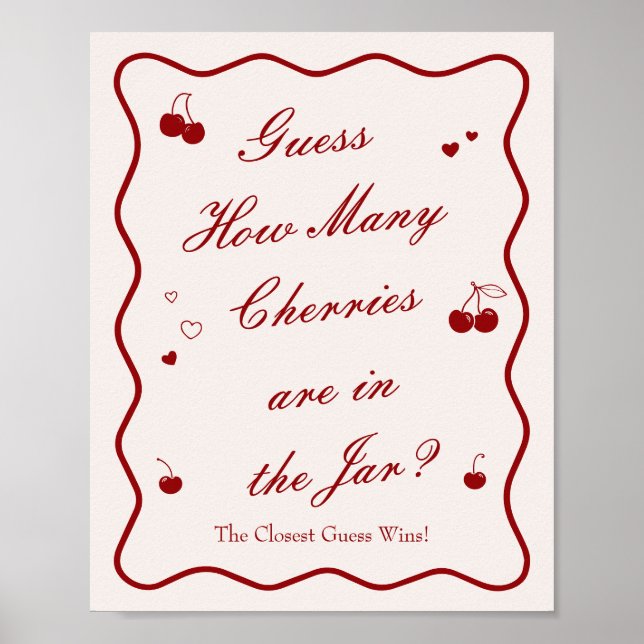 Poster Cherry Bridal Shower Guess How Many Cherries (Frente)