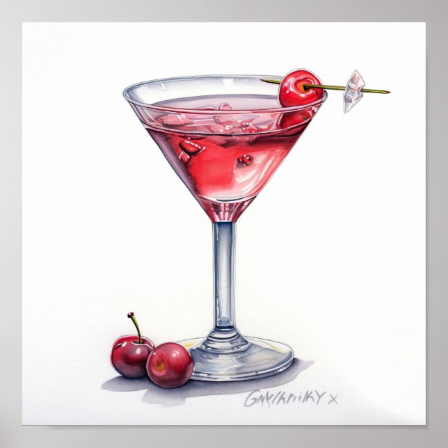 Poster Cherry Cocktail Art (Frente)