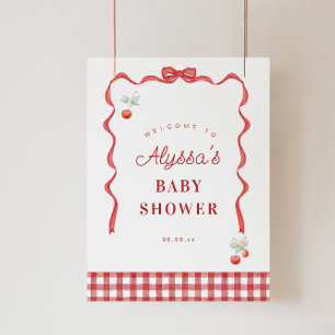 Poster Cherry e Red Ribbon Festa de aniversário bem-vindo