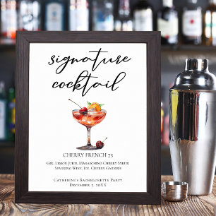 Poster Cherry French 75 Seu Cocktail de Assinatura de Cas