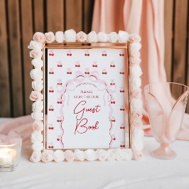 Poster Cherry no topo Arco rosa Red Baby Girl Chá