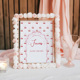 Poster Cherry no topo Arco rosa Red Baby Girl Chá