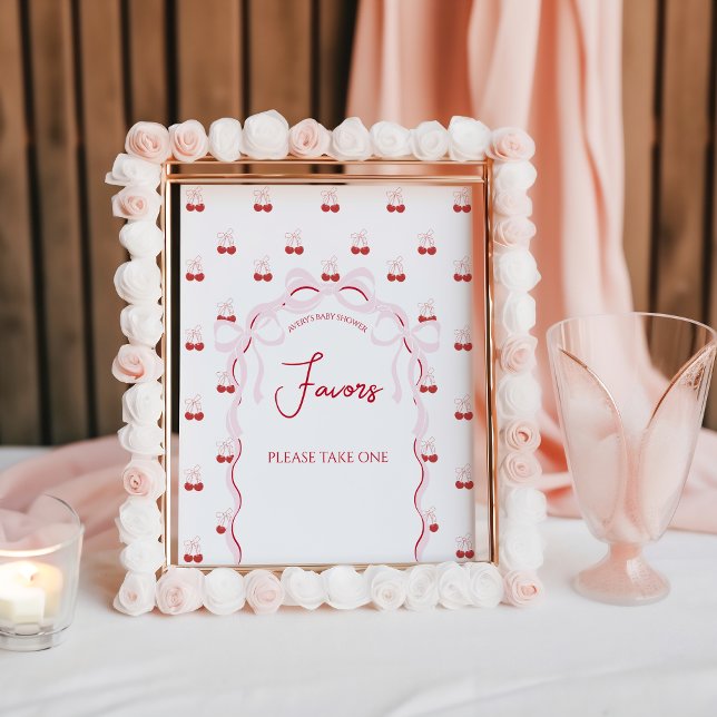 Poster Cherry no topo Arco rosa Red Baby Girl Chá (Criador carregado)