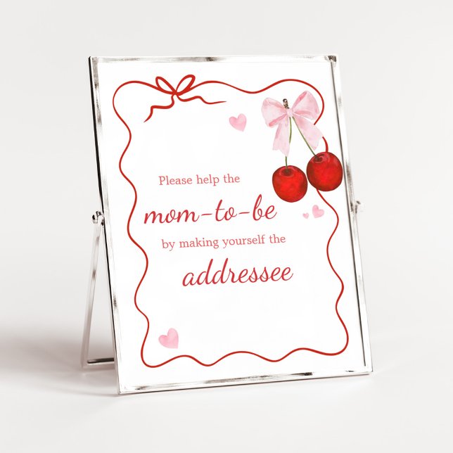 Poster Cherry no topo da estação de envelope BabyShower,  (Cherry on Top Baby Shower Envelope Station Sign)