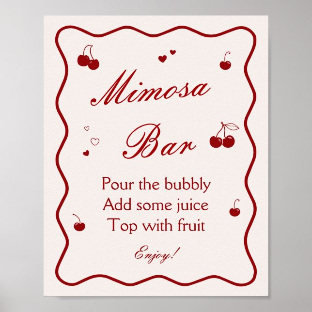 Poster Cherry On Top Bridal Shower Mimosa Bar (Frente)