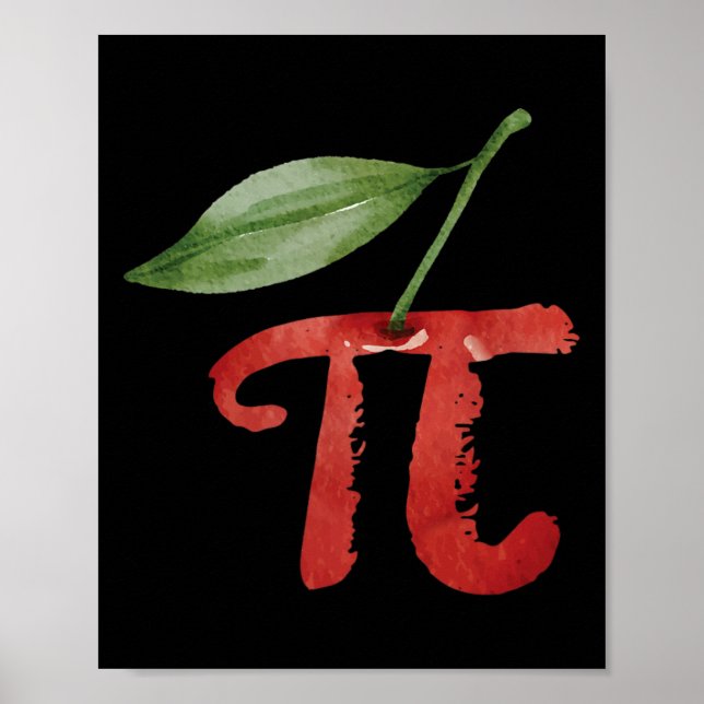 Poster Cherry Pi Day Funny Pie Cherries 3.14 Ciência Humo (Frente)