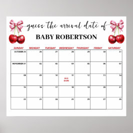Poster Cherry Pink Coquette Baby Acho Calendário de Data 