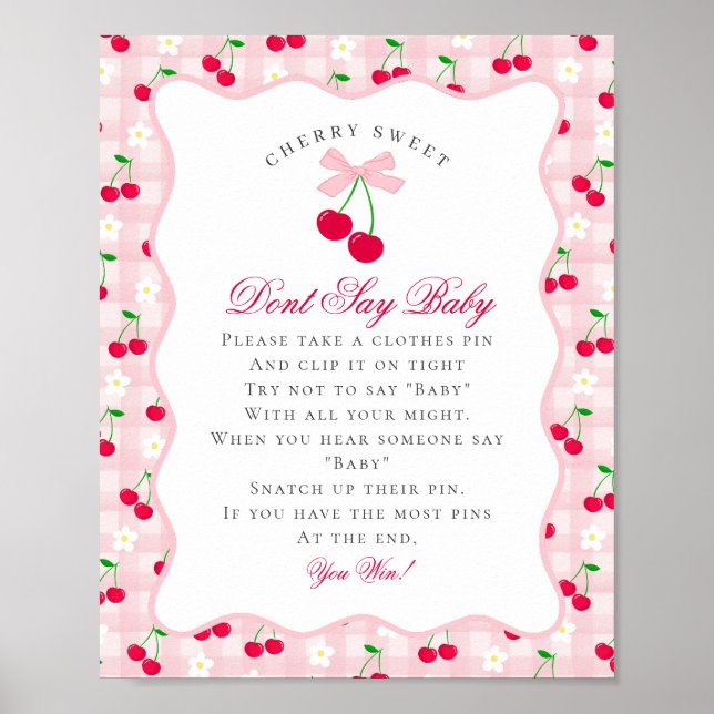 Poster Cherry Sweet Pink Coquette Arco Não Diga Sinal De  (Frente)