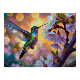 Póster Chersom Fantasy Sunrise Hummingbird