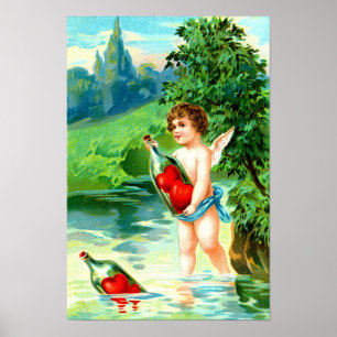 Póster Cherub e corações