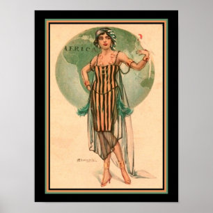 Poster Cherubini, art deco "menina de viagem "