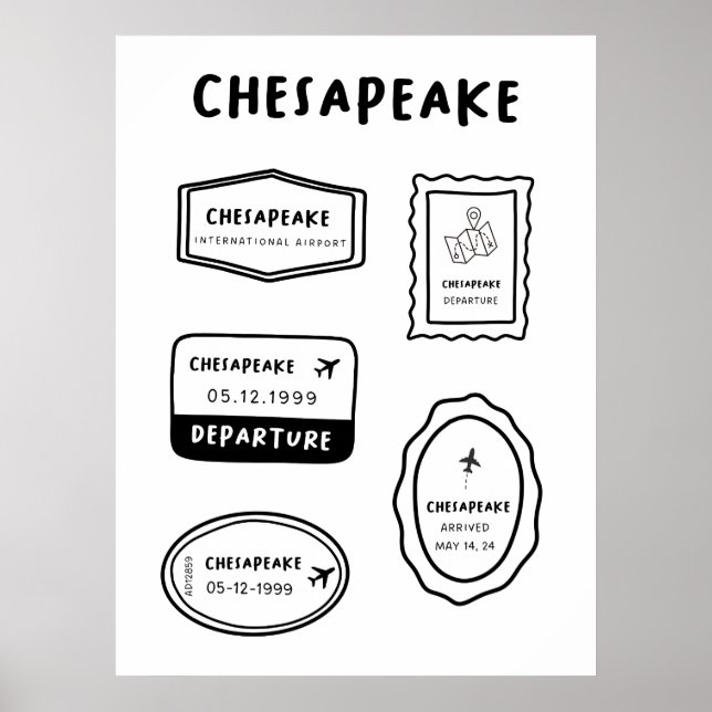 Poster Chesapeake - Coleção de Carimbo de Viagem | Vintag (Frente)