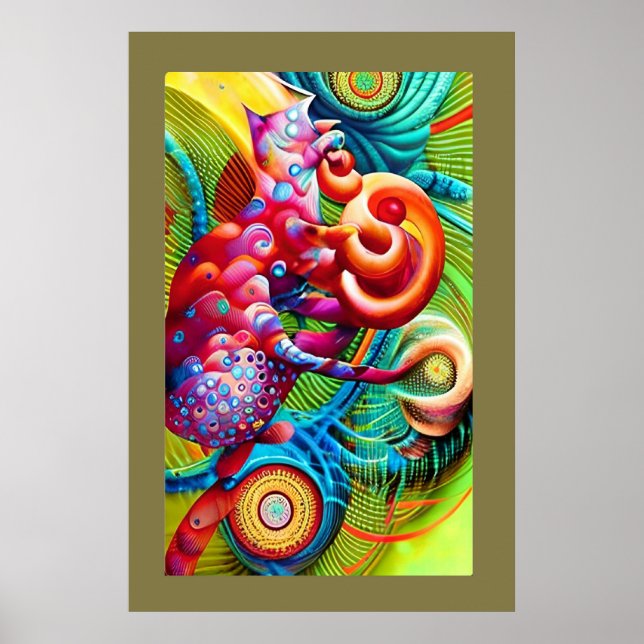 Poster Cheshire Cat Peacock Psychedelic Dream Pop (Frente)