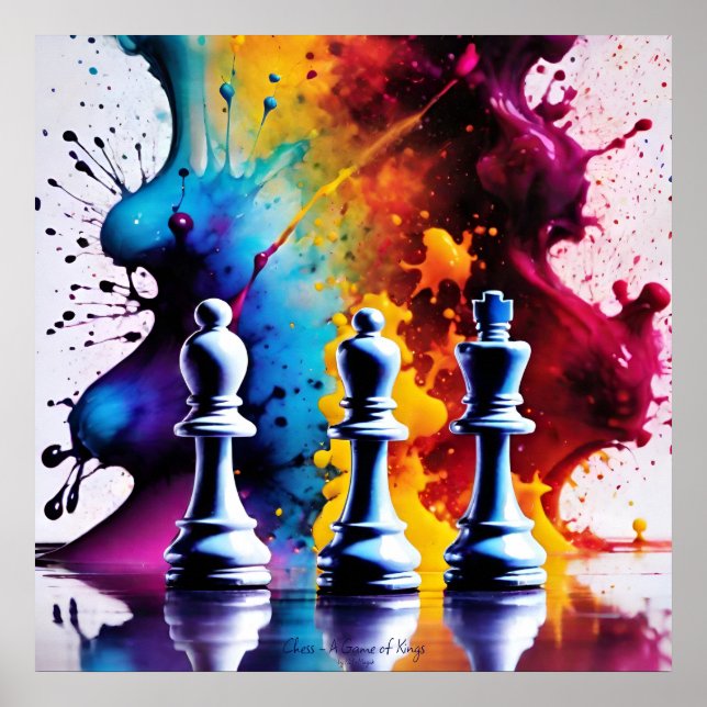 Poster Chess A Game of Kings AI Fantasy Digital Art Impre (Frente)