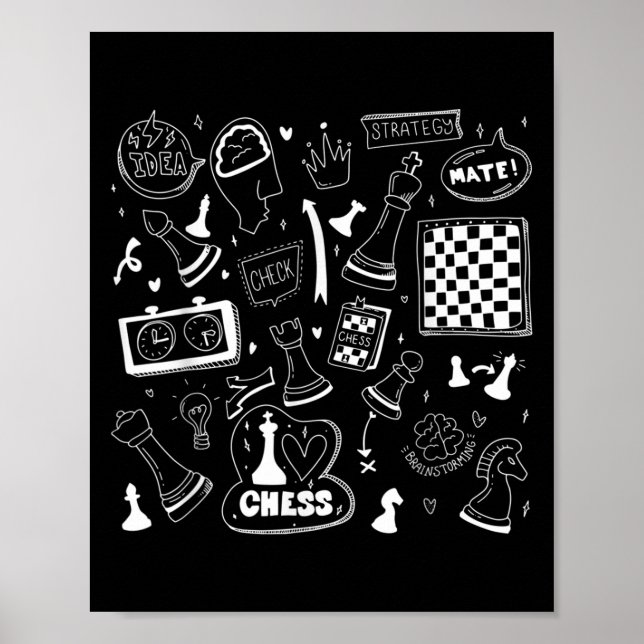 Poster Chess Checkmate, Basta Jogar Chess Citando Gráfico (Frente)