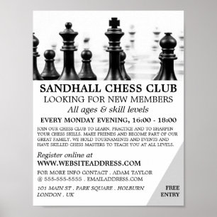 Poster Chessboard, Anúncio do Chess Club