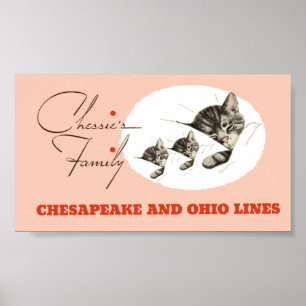 Poster Chessie the Railroad Kitten e seus filhos
