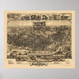 Póster Chester, mapa panorâmico do PA - 1885