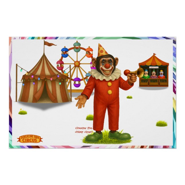 Póster Chester o chimpancé palhaço (Frente)