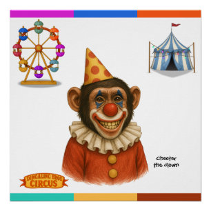 Póster Chester o palhaço chimpanzé
