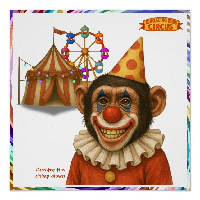 Póster Chester o palhaço chimpanzé (Frente)