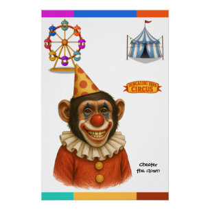 Póster Chester o palhaço chimpanzé