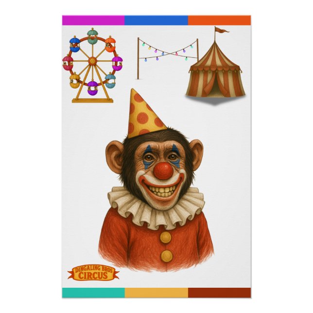 Póster Chester o palhaço chimpanzé (Frente)
