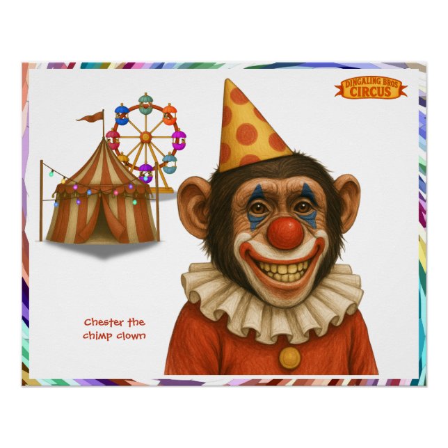 Póster Chester o palhaço chimpanzé (Frente)