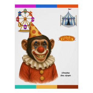 Póster Chester o palhaço chimpanzé
