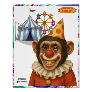 Póster Chester o palhaço chimpanzé
