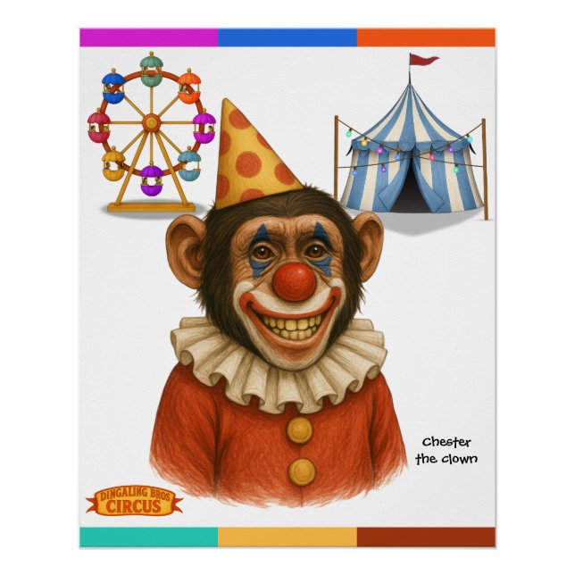 Póster Chester the chimp clown (Frente)