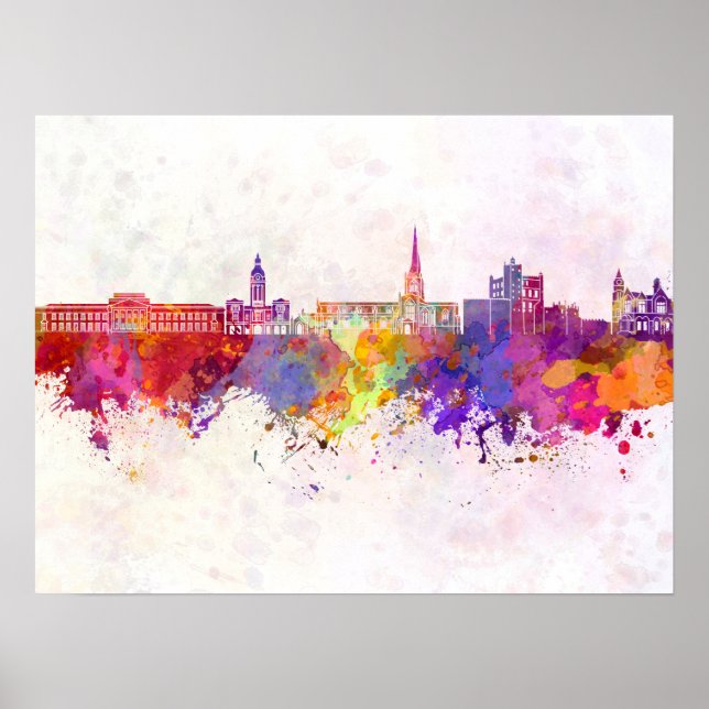 Poster Chesterfield skyline in watercolor background (Frente)