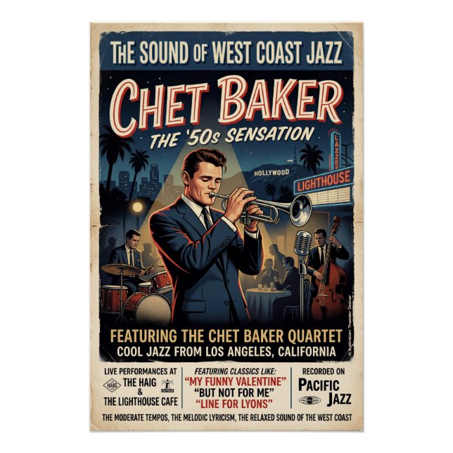 Póster Chet Baker 1950  (Frente)