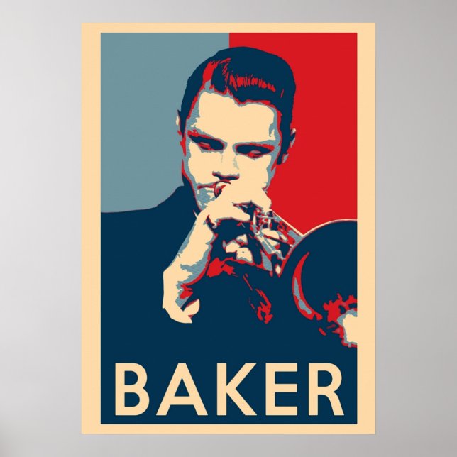 Poster Chet Baker Hope Tamanhos da História do Jazz (Frente)