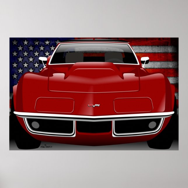 Poster Chevrolet Corvette C3 vermelho (Frente)