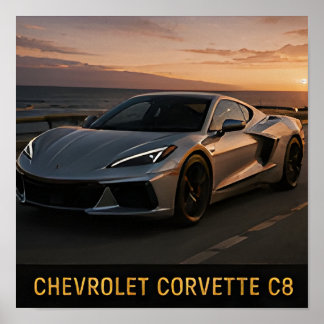 Poster Chevrolet Corvette C8 Carro Esportivo Americano Mo