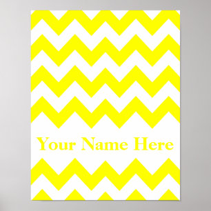 Póster Chevron Amarelo com monograma