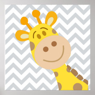 Poster Chevron Baby Giraffe Nursery Wall Art