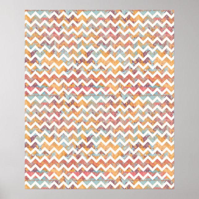 Poster Chevron Bright com Textura Grunge Artista (Frente)