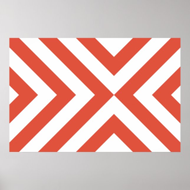 Poster Chevron de Laranja e Branco (Frente)