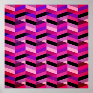 Poster Chevron/Herringbone Abstrato Roxos e Violeta